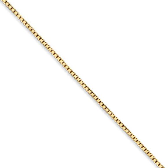 1.25mm, 14k Yellow Gold, Solid Box Chain Necklace, 28 Inch - Picture 1 of 7